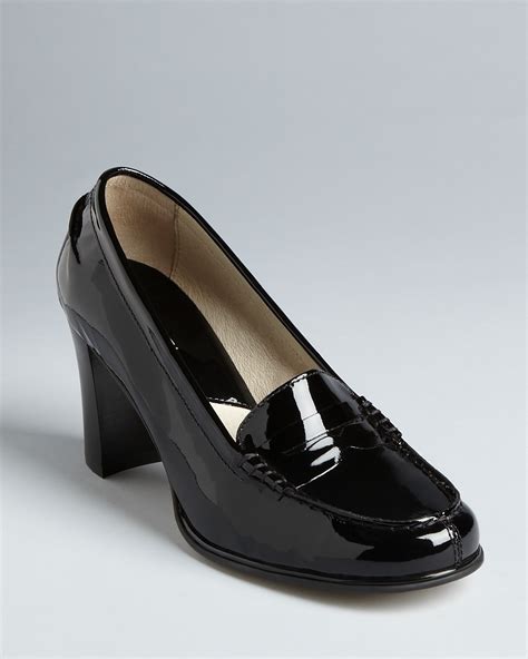 michael kors bayville loafer pumps black|michael michael kors bayville loafer black patent .